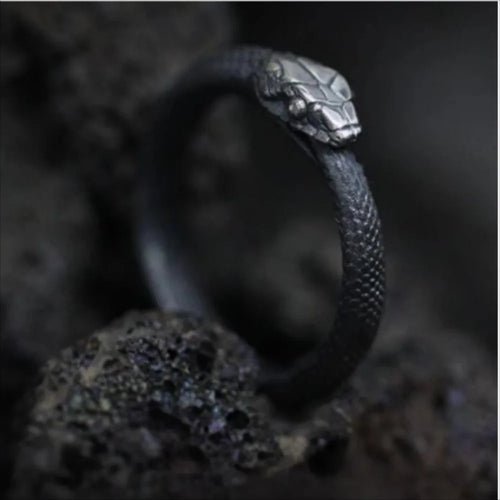Ouroboros Noir – Articulated Snake Ring