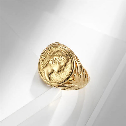 Aureus Ring – 18K Gold-Plated Signet with Zircon