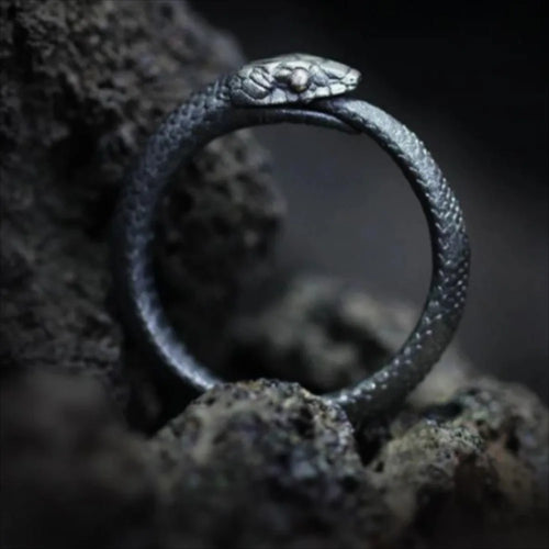 Ouroboros Noir – Articulated Snake Ring